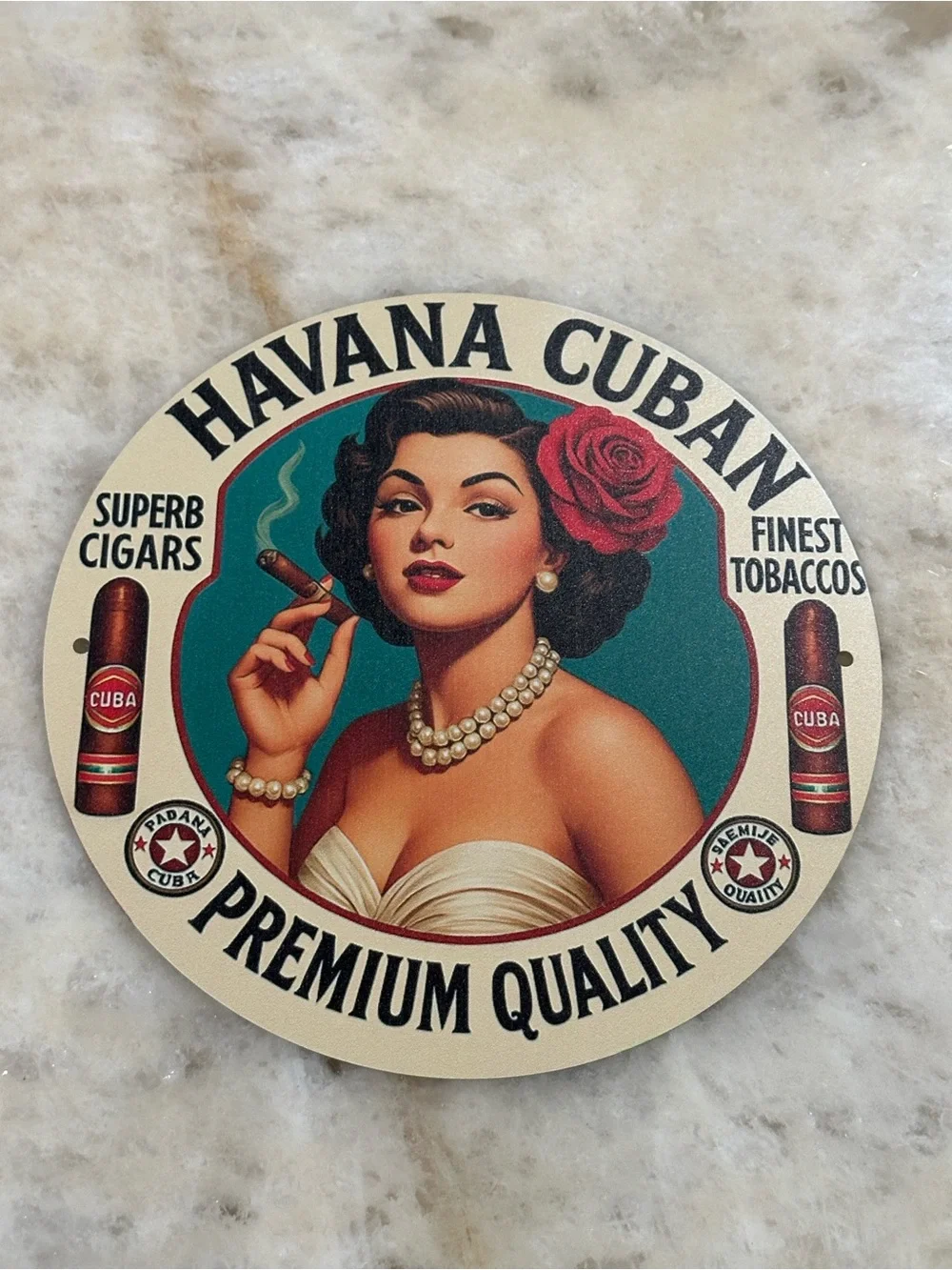 Premium Quality Round Party Sign - Teal & Cream